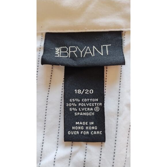 Lane Bryant Contrast Collar Long Sleeves striped button front Blouse size 18/20. - Picture 5 of 11